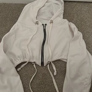 White crop zip up